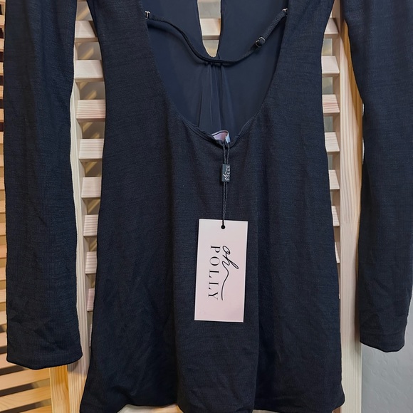 Brand New Oh Polly Long Sleeve Black V-Neck Women's Dress XS - Picture 2 of 4
